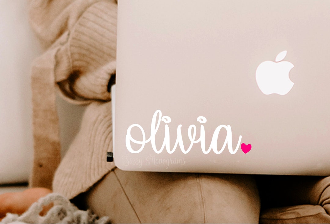 Personalized Name Vinyl Decal With Heart - Car, Laptop, Tumbler Sticker ...