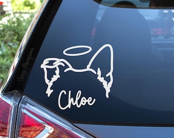Personalized Dog Ears Vinyl Decal | Pet Memorial Art