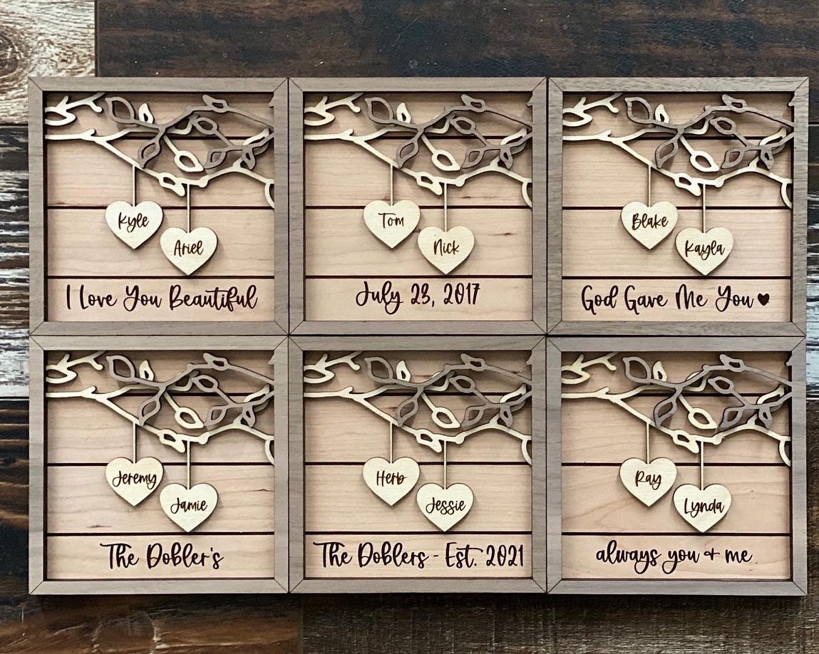 Solacol Anniversary Gift for Couple Personalized Wooden Personalized Wooden Sign DIY Couple Wooden Sign Anniversary Creative Gift Personalized Wedding