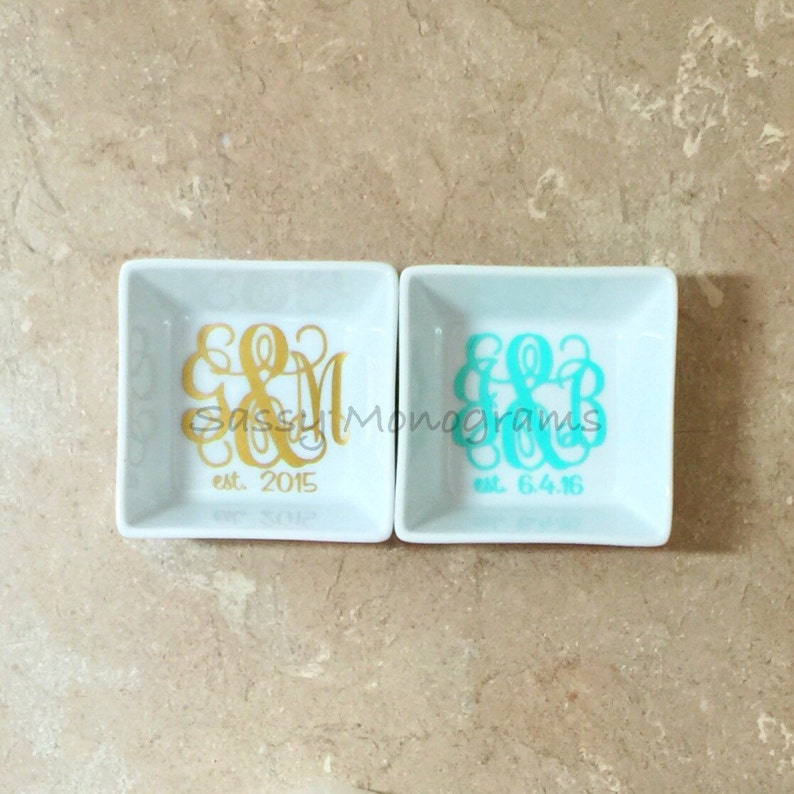 Bridal Gift Monogrammed Ring Dish Couples Monogrammed Jewelry Dish Jewelry Holder Ring Bowl Engagement Gift Wedding Gift