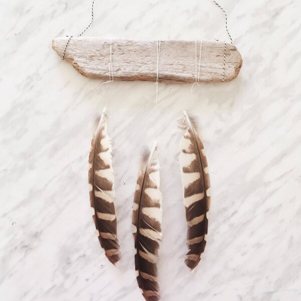 Feather Mobile, Boho Decor, Feather Wall Hanging, Feather Decor, Feather Hanging, Bohemian, Driftwood and Feather Mobile, Boho Wall Hanging