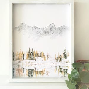 Winter Print, Mountain Print, Evergreen art, Forest Print, Mountain Painting, Nature Print, Landscape Print, The Enchantments, Mountain Art image 2