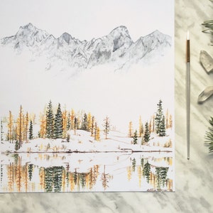 Winter Print, Mountain Print, Evergreen art, Forest Print, Mountain Painting, Nature Print, Landscape Print, The Enchantments, Mountain Art image 5