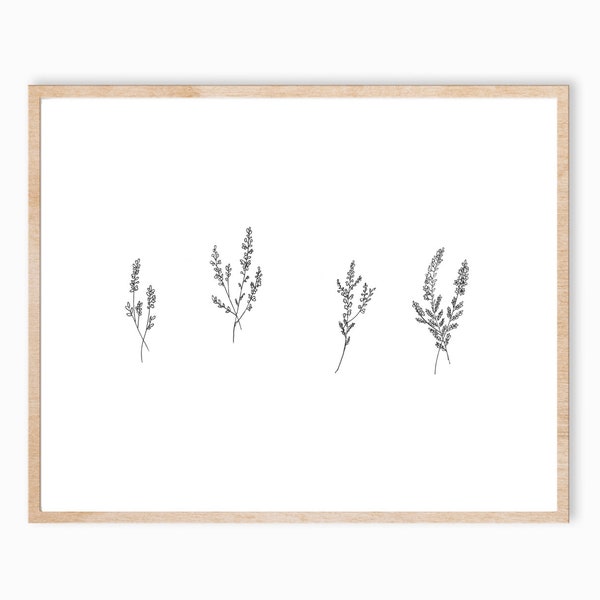 Heather Art, Heather Print, Lavender Print, Plant Art, Botanical Art, Minimalist Art, Plant Decor, Foliage Art