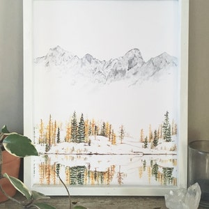 Winter Print, Mountain Print, Evergreen art, Forest Print, Mountain Painting, Nature Print, Landscape Print, The Enchantments, Mountain Art image 3