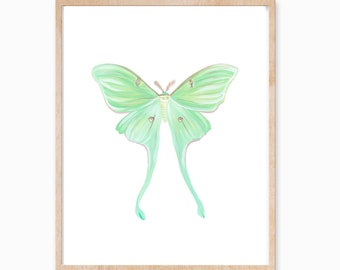 Butterfly Print, Butterfly Art, Luna Moth Print, Boho Print, Moth Art Print