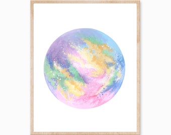 Rainbow Moon Print, Rainbow Print, Pride Art, Colourful Moon, Rainbow Art, Pride Print, Rainbow Painting, Colourful Art Print, Moon Print