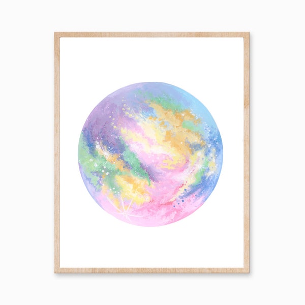 Regenbogen-Mond-Druck, Regenbogen-Druck, stolz e.V. Kunst, bunten Mond, Regenbogen-Kunst, stolz Druck, Regenbogen-Malerei, bunte Kunstdruck, Mond-Druck