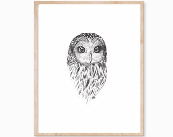 Owl Print, Owl Decor, Owl Ink Print, Owl Art, Owl Drawing, Owl Illustration, Owl Artwork, Owl Ink drawing, Owl Drawing Print, Owl Wall Decor