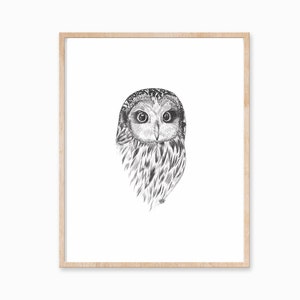 Owl Print, Owl Decor, Owl Ink Print, Owl Art, Owl Drawing, Owl Illustration, Owl Artwork, Owl Ink drawing, Owl Drawing Print, Owl Wall Decor 画像 1