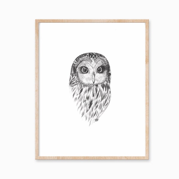 Owl Print, Owl Decor, Owl Ink Print, Owl Art, Owl Drawing, Owl Illustration, Owl Artwork, Owl Ink drawing, Owl Drawing Print, Owl Wall Decor