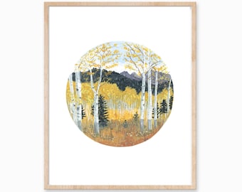 Forest Print, Forest Painting, Enchanted Forest, Autumn Print, Birch Tree Painting, Forest Art, Landscape Painting, Landscape Print, Boho