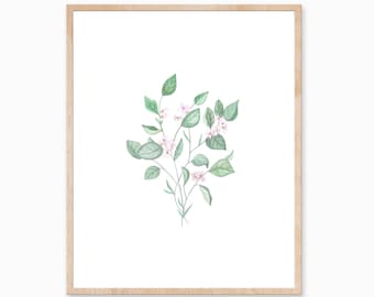 Mayflower Print, Wildflower Print, Plant Print, Floral Art, Flower Print, Botanical Art, Plant Decor, Foliage Art