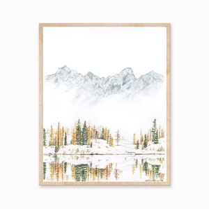 Winter Print, Mountain Print, Evergreen art, Forest Print, Mountain Painting, Nature Print, Landscape Print, The Enchantments, Mountain Art