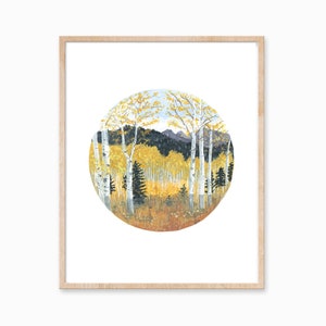 Forest Print, Forest Painting, Enchanted Forest, Autumn Print, Birch Tree Painting, Forest Art, Landscape Painting, Landscape Print, Boho image 1