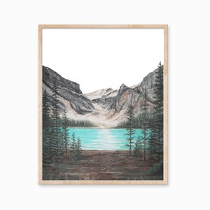 Lake Louise Print, Banff Print, Mountain Print, Lake Art, Forest Print, Landscape Painting, Landscape Print, Nature Print, Mountain Painting