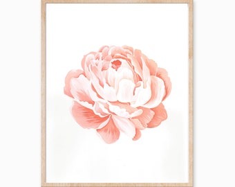 Pink Peony Print, Coral Flower Print, Peony Artwork, Floral Print, Floral Wall Art, Flower Art