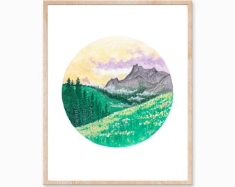 Forest Print, Nature Print, Mountain Art, Forest Art, Nature Art, Forest Painting, Landscape Painting, Tree Art, Mountain Painting, Meadow