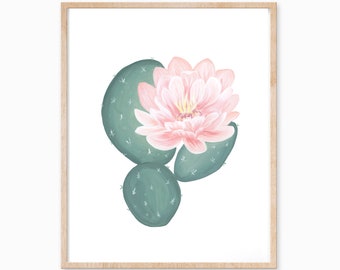 Cactus Print, Cactus Flower Print, Cactus Art, Cactus Painting, Pink Flower, Pink Flower Print, Floral Print, Flower Painting, Gift for Her