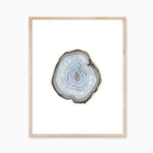 Blue Lace Agate Slice Print, Agate Art, Crystal Print, Gemstone Print, Mineral Art, Stone Painting, Crystal Decor, Crystal Art image 1