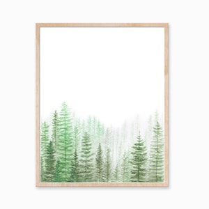 Forest Print, Woodland Print, Forest Art, Nature Art, Minimal Forest Art, Forest Landscape Print, Tree Print, Evergreen Print, Landscape Art