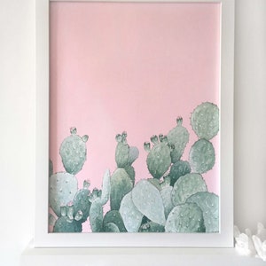 Cactus Painting, Cacti Painting, Plant Painting, Cactus Art, Cacti Art, Original Cactus Paint, Desert Painting, Desert Art, Plants on Pink