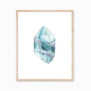 Fluorite Print, Crystal Art Print, Gemstone Print, Gem Wall Art, Crystal Decor, Minimalist Art