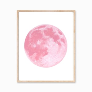 Impression lune rose, impression lune rêveuse, art mural lune, décoration lune, impression d'art bohème, art mural chambre d'enfant par Birch Bliss®