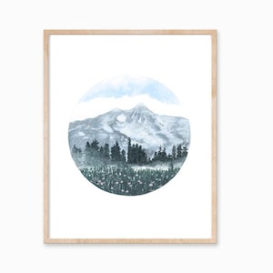 Mountain Print, Mountain Art, Mountain Painting, Landscape Painting, Landscape Print, Nature Print, Mountain Artwork, Boho Decor, Forest Art