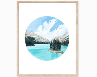 Lake Maligne, Jasper National Part, Alberta Print, Nature Print, Lake Print, Mountain Print, Landscape Print, Nature Art, Landscape Art