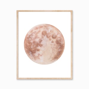 Brown Moon Print, Warm Tone Moon, Dreamy Moon Print, Moon Decor, Boho Decor, Neutral Boho Art, Bohemian Decor, Moon Art, Luna Print image 1