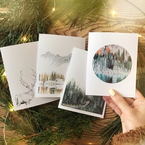 Aframe Cabin Card, Christmas Cabin Blank Card, Cabin Holiday Card, Blank Forest Card, Forest Greeting Card image 6