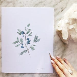 Blueberry Print, Plant Print, Vintage Botanical Art, Blueberry Art, Minimal Plant Decor, Foliage Art, Fruit Print, Farmhouse Print image 3