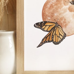 Monarch Butterfly Moon DIGITAL DOWNLOAD, Monarch Art, Butterfly and Moon Print, Brown Moon Print, Warm Tone Moon, Dreamy Moon Print image 5