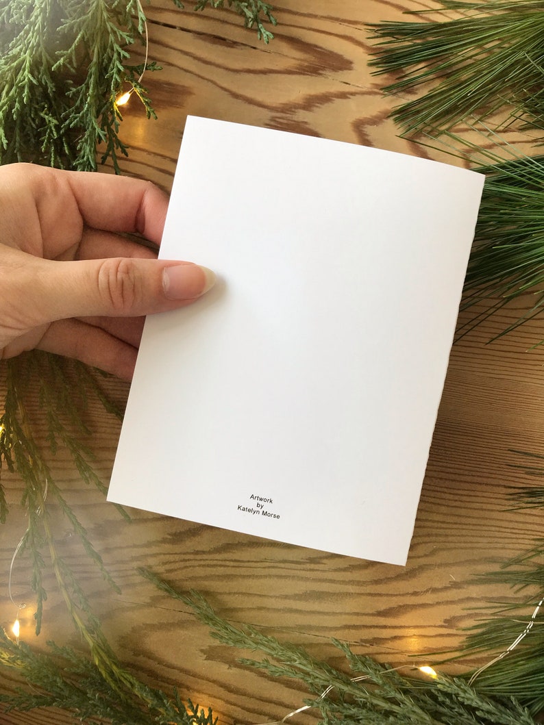 Aframe Cabin Card, Christmas Cabin Blank Card, Cabin Holiday Card, Blank Forest Card, Forest Greeting Card image 4