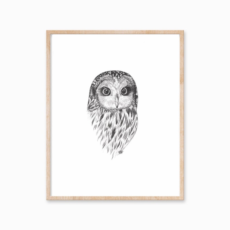 Owl Print, Owl Decor, Owl Ink Print, Owl Art, Owl Drawing, Owl Illustration, Owl Artwork, Owl Ink drawing, Owl Drawing Print, Owl Wall Decor 画像 1