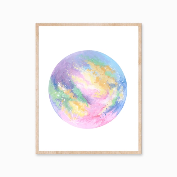 Rainbow Moon Print, Rainbow Print, Pride Art, Colourful Moon, Rainbow Art, Pride Print, Rainbow Painting, Colourful Art Print, Moon Print