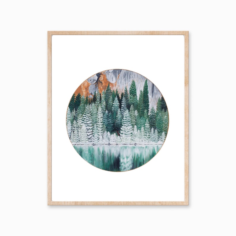 Forest Print, Nature Print, Forest Art, Nature Art, Forest Painting, Landscape Painting, Tree Art, Forest Artwork, Evergreen, Landscape Art image 1