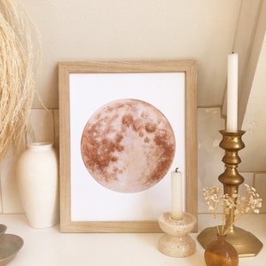 Brown Moon Print, Warm Tone Moon, Dreamy Moon Print, Moon Decor, Boho Decor, Neutral Boho Art, Bohemian Decor, Moon Art, Luna Print image 8