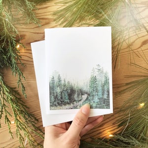 Evergreen Blank Christmas Card, Forest Holiday Card, Blank Forest Card, Forest Greeting Card, Evergreen Tree Greeting Card