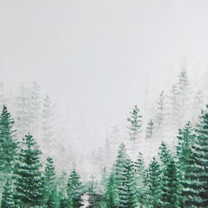 Forest Print, Nature Print, Forest Art, Nature Art, Minimal Forest Art, Forest Landscape Print, Tree Print, Evergreen Print, Landscape Art image 4