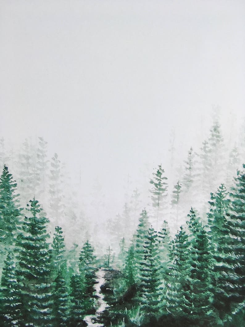 Forest Print, Nature Print, Forest Art, Nature Art, Minimal Forest Art, Forest Landscape Print, Tree Print, Evergreen Print, Landscape Art image 4
