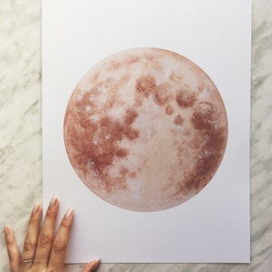 Brown Moon Print, Warm Tone Moon, Dreamy Moon Print, Moon Decor, Boho Decor, Neutral Boho Art, Bohemian Decor, Moon Art, Luna Print image 3