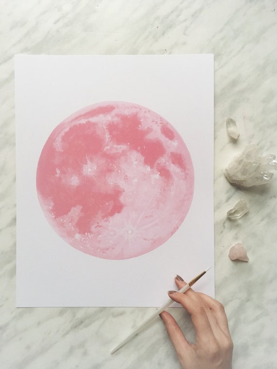 Pink Moon Print, Dreamy Moon Print, Moon Wall Art, Moon Decor, Boho Art  Print, Nursery Wall Art by Birch Bliss® - Etsy