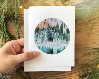 Evergreen Blank Christmas Card, Forest Holiday Card, Blank Forest Card, Forest Greeting Card, Evergreen Trees Greeting Card
