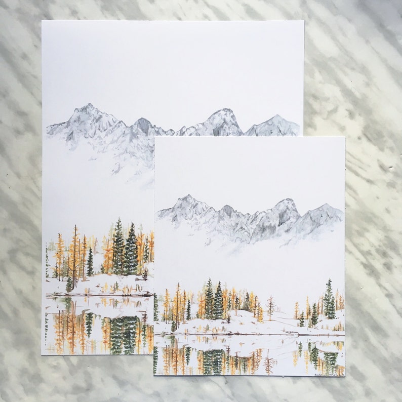 Winter Print, Mountain Print, Evergreen art, Forest Print, Mountain Painting, Nature Print, Landscape Print, The Enchantments, Mountain Art image 6