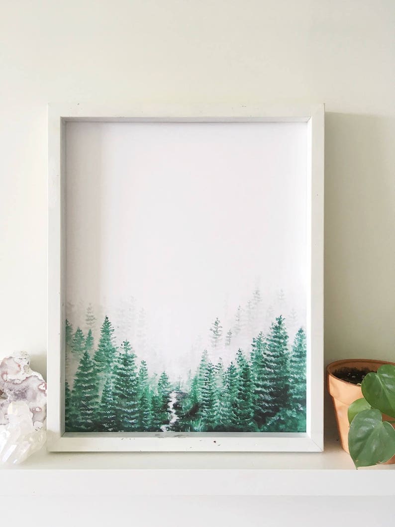 Forest Print, Nature Print, Forest Art, Nature Art, Minimal Forest Art, Forest Landscape Print, Tree Print, Evergreen Print, Landscape Art image 2