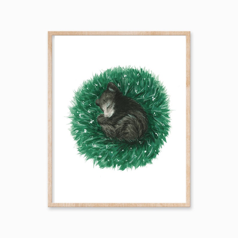 Bear Cub Print, Nursery Print, Baby Bear Print, Gallery Wall Art, Bear Painting, Woodland Animal Print, Baby Animal Print image 1