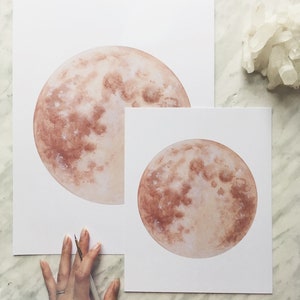 Brown Moon Print, Warm Tone Moon, Dreamy Moon Print, Moon Decor, Boho Decor, Neutral Boho Art, Bohemian Decor, Moon Art, Luna Print image 4