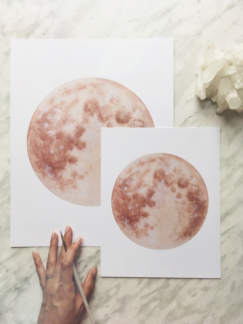 Brown Moon Print, Warm Tone Moon, Dreamy Moon Print, Moon Decor, Boho Decor, Neutral Boho Art, Bohemian Decor, Moon Art, Luna Print image 4